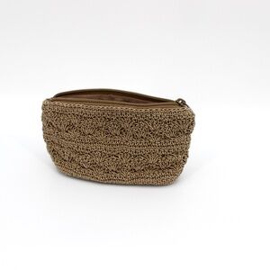 Beige Small Crochet Zipper Pouch